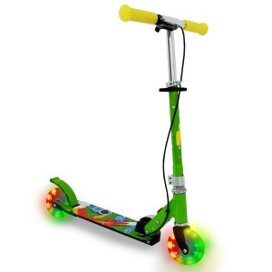 Foldable Kids Scooter Velotouro with LED wheels, green-yellow-red | FASports